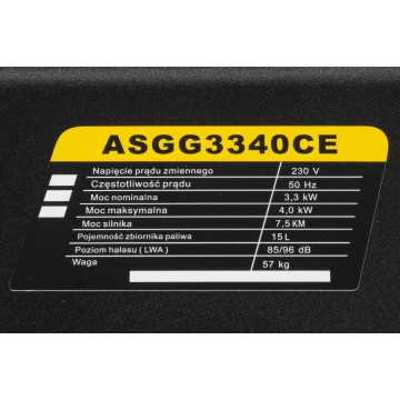 Agregat prądotwórczy ASGG3340CE - 2x230V, 1x12V, AVR