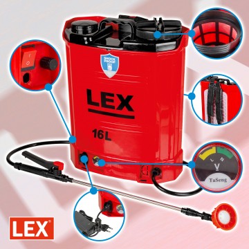 Opryskiwacz plecakowy LEX- 16l akumulatorowy12V 12Ah - "SHOCK PROOF"