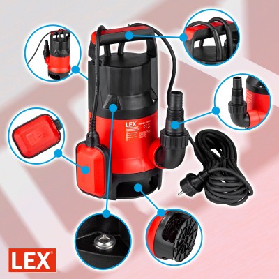 Pompa plastikowa z pływakiem do wody brudnej 1600W  LXP16